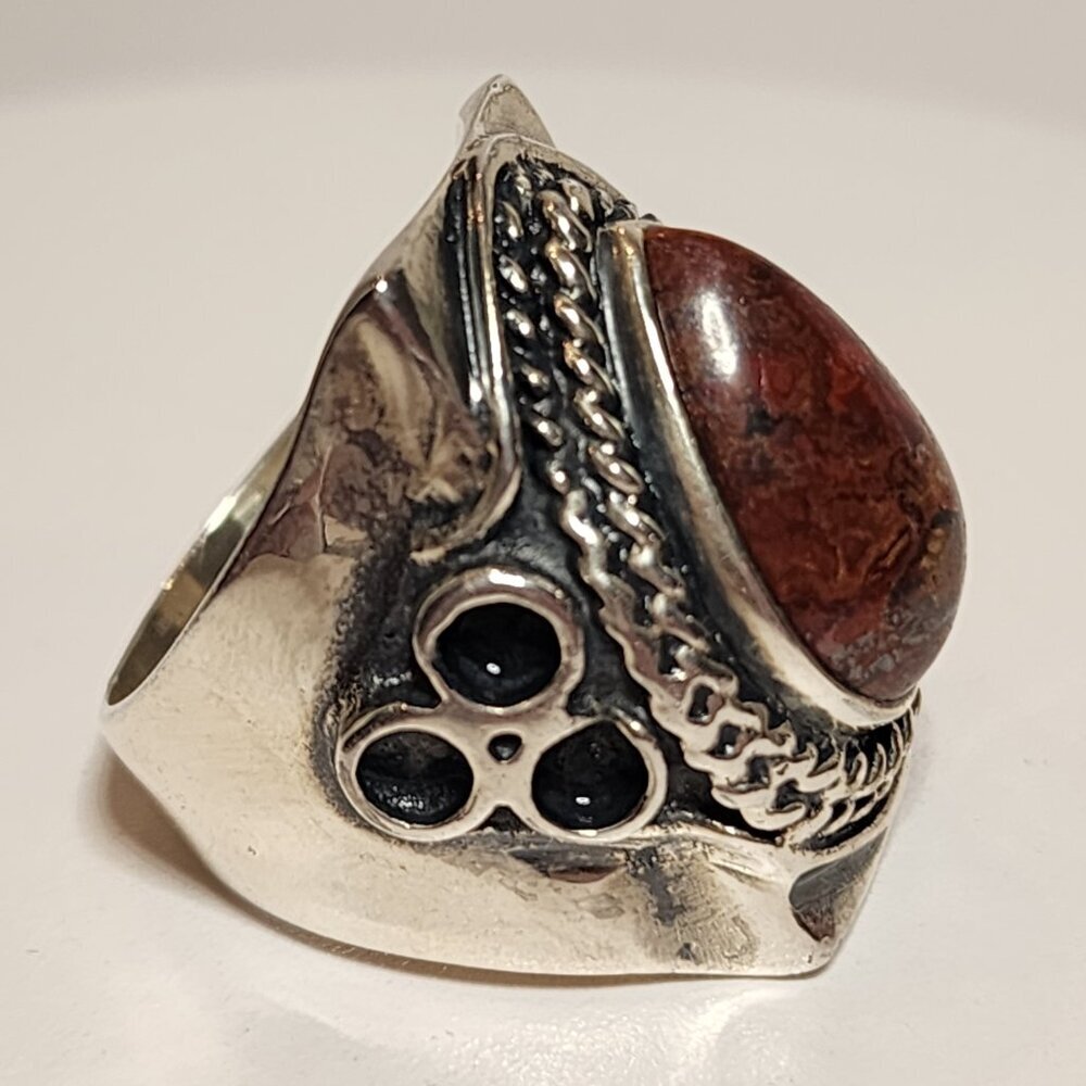 Vintage Silver Teardrop Stone Ring Size 10 - Picture 10 of 11